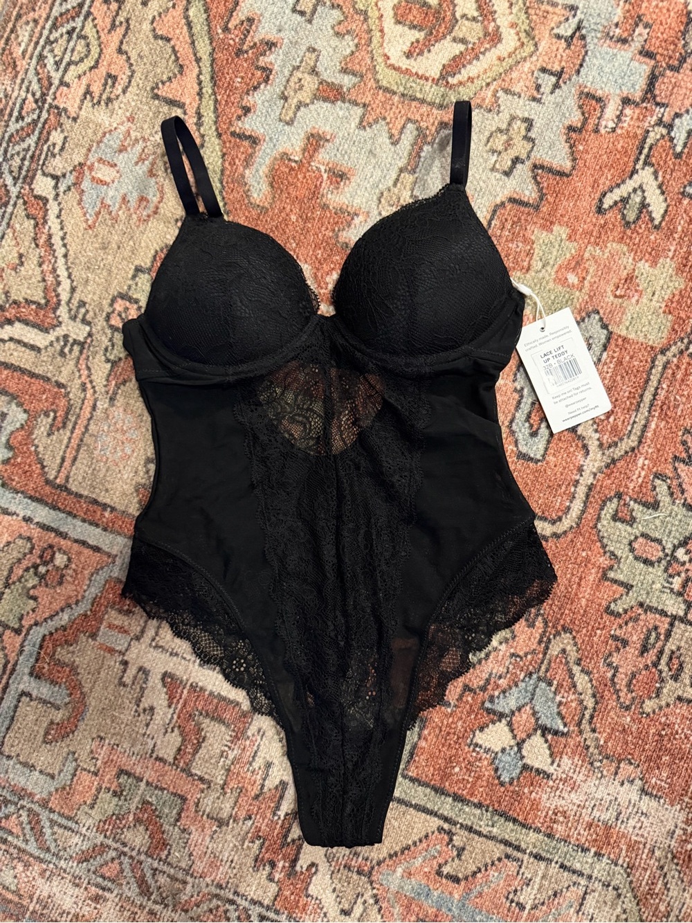 Pepper Black Lace Lift Up Teddy Bodysuit with Padded Cups 32B